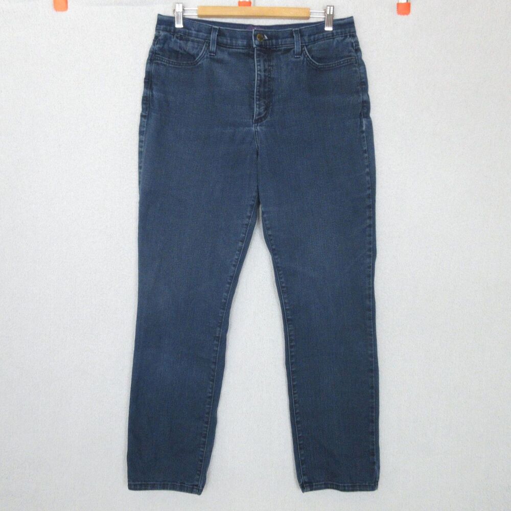 NYDJ Womens Dark Wash Lift Tuck Stretch Skinny‎ Jeans Size 14 Made In USA
